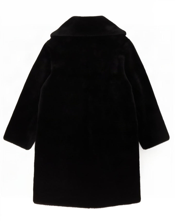 Vintage Womens Velour Overcoat UK 14 Large Black Acrylic