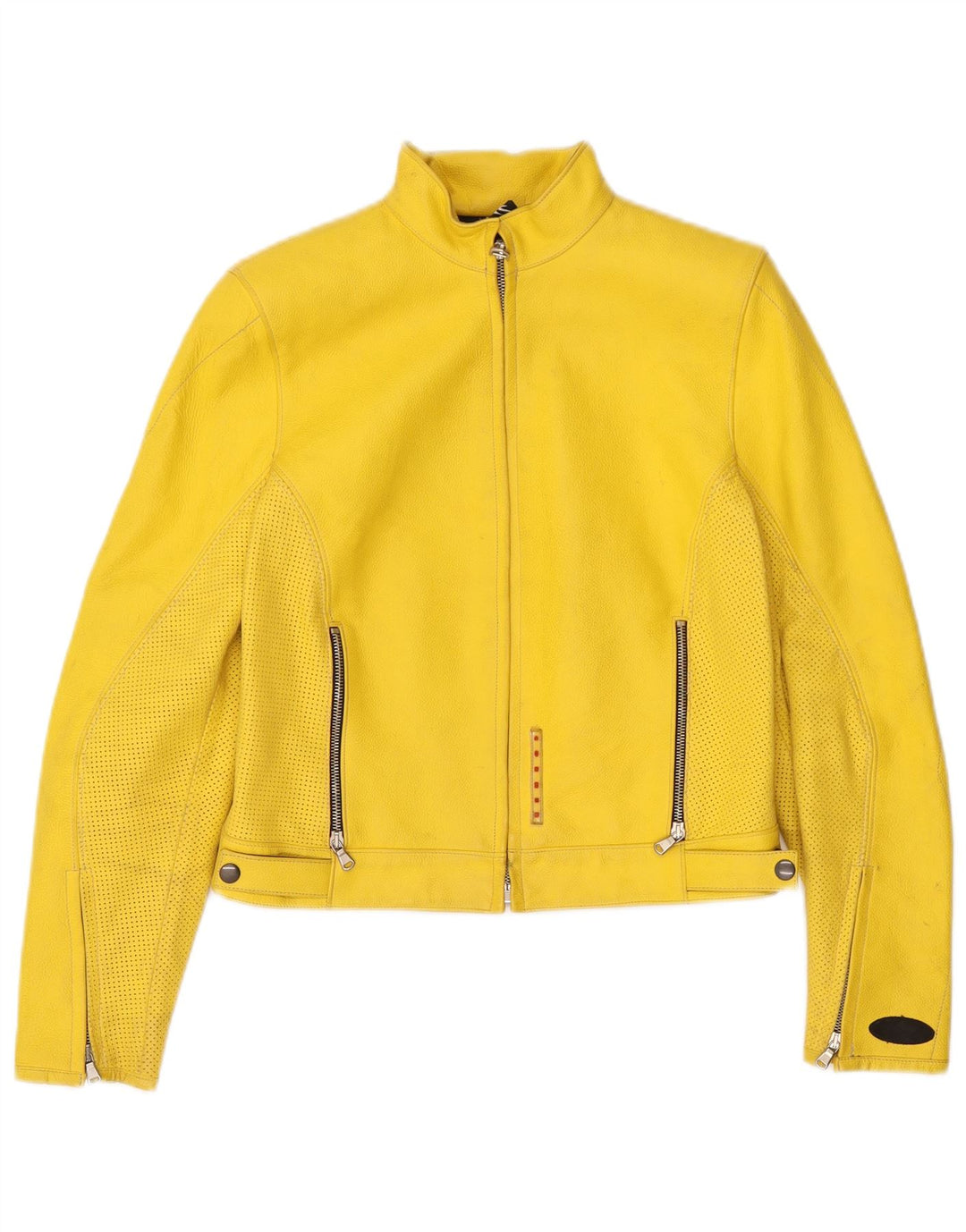 Corner Womens Crop Leather Racer Jacket IT 44 Medium Yellow Leather