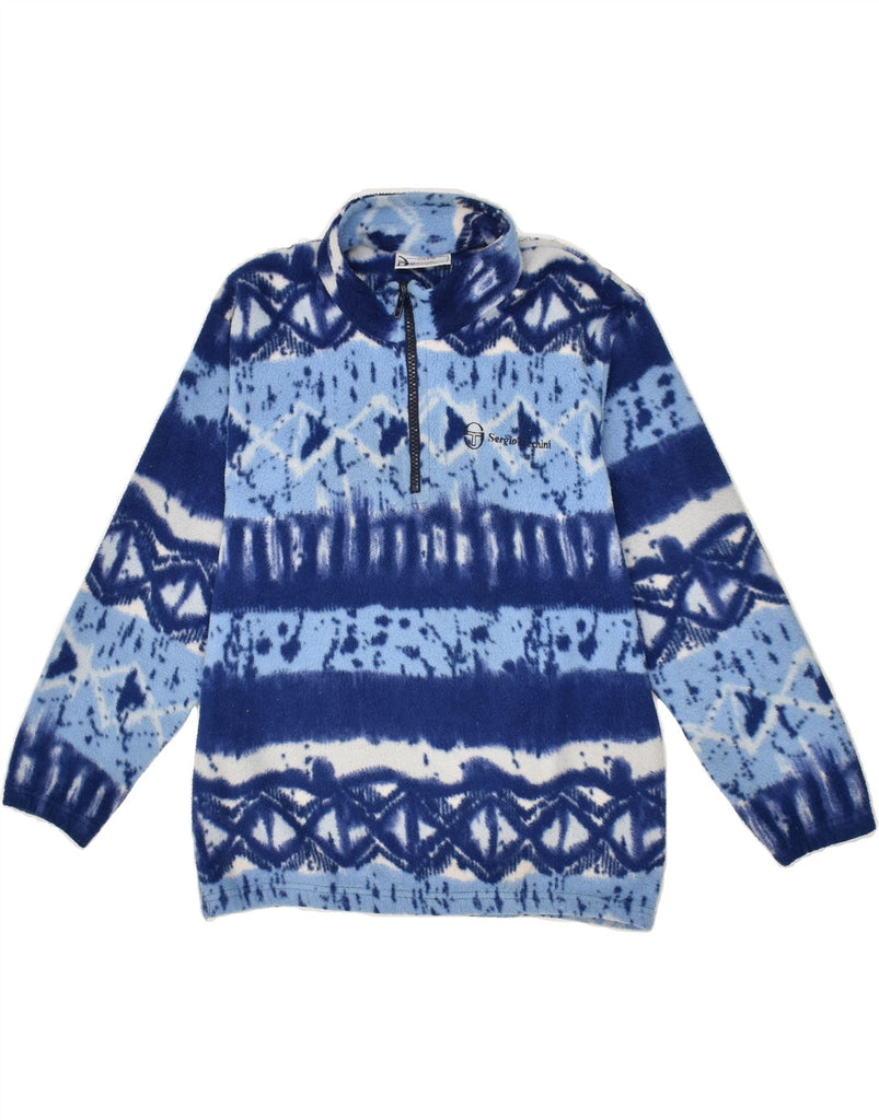 SERGIO TACCHINI Boys Zip Neck Fleece Jumper 8-9 Years Blue Fair Isle | Vintage Sergio Tacchini | Thrift | Second-Hand Sergio Tacchini | Used Clothing | Messina Hembry 