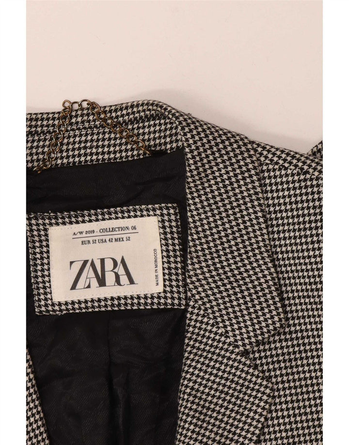 Zara Mens 2 Button Blazer Jacket EU 52 Large Black Houndstooth