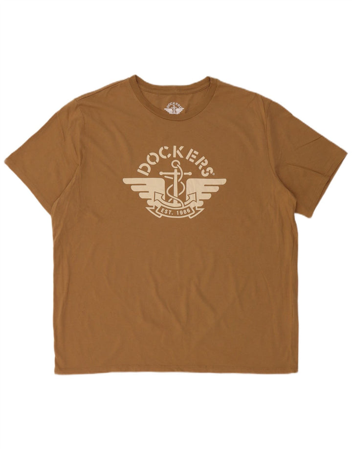 Dockers Mens Graphic T-Shirt Top XL Brown Cotton