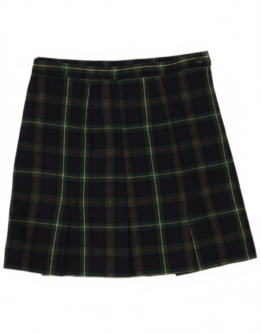 Vintage Womens Low Waist Mini Pleated Skirt W30 Medium Navy Blue Check