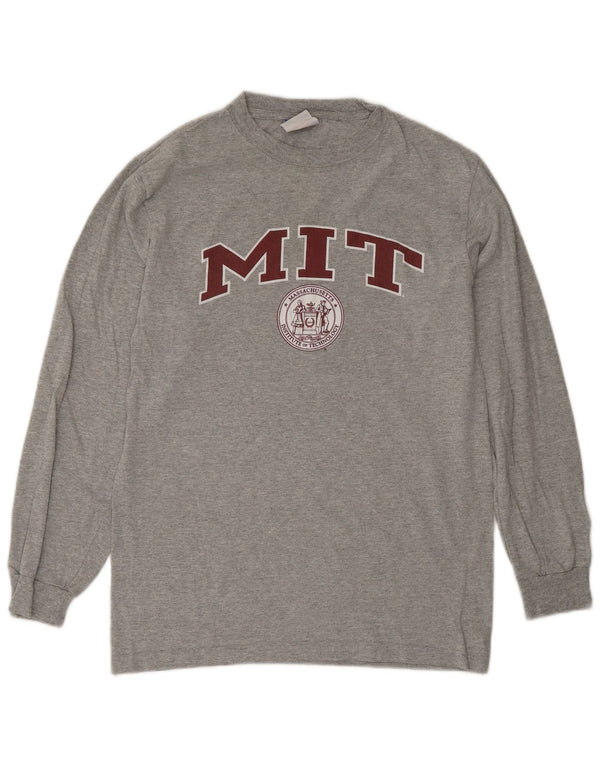 Champion Mens Graphic Top Long Sleeve Small Grey Cotton