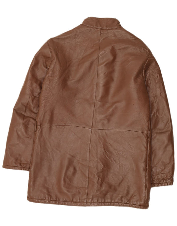 LAVORAZIONE ARTIGIANA Mens Leather Jacket IT 48 Medium Brown Leather