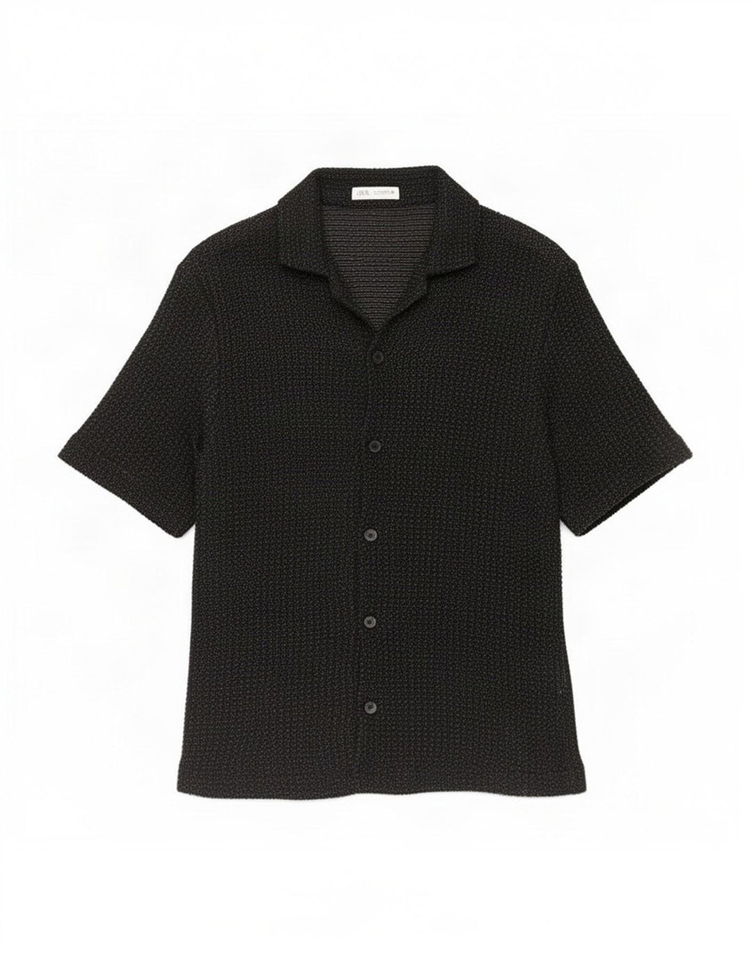 Zara Mens Short Sleeve Shirt Medium Black Flecked Cotton
