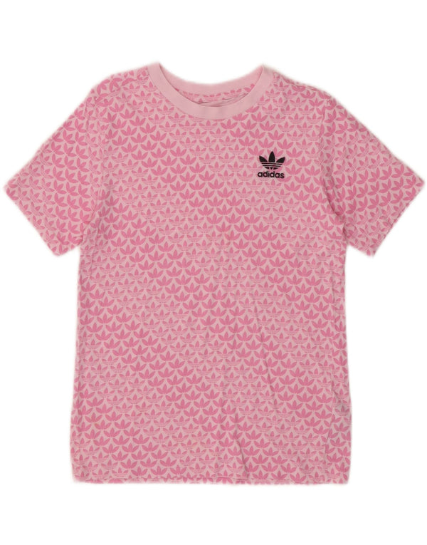 Adidas Womens Graphic T-Shirt Top UK 10 Small Pink Cotton