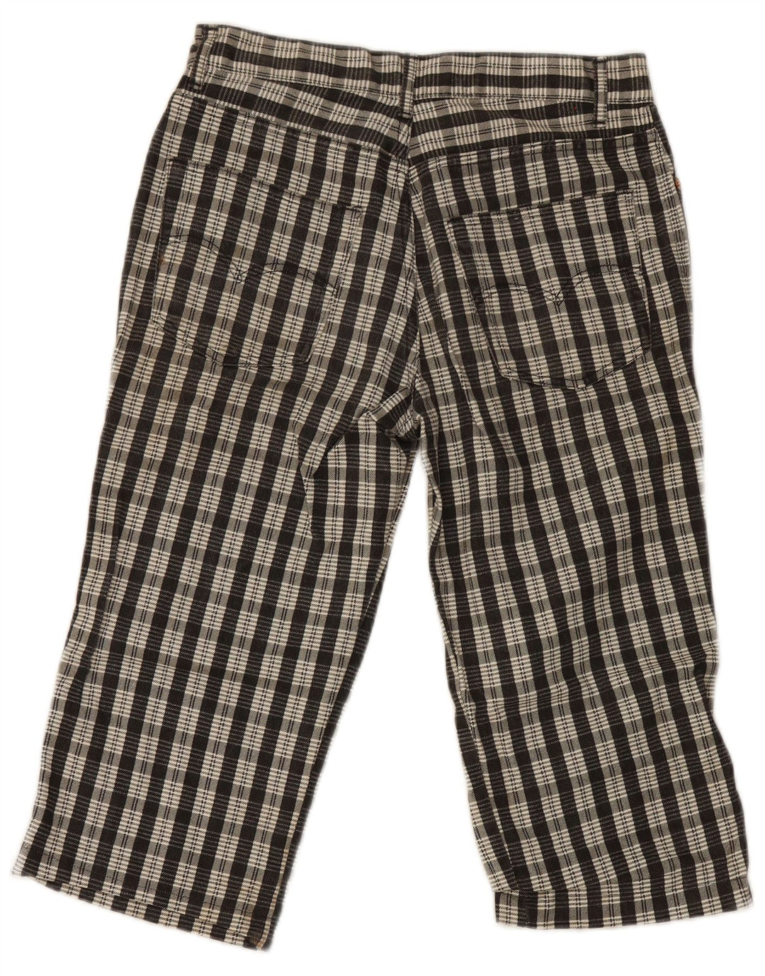 Pit Stop Womens Capri Trousers W32 L19 Black Check Cotton