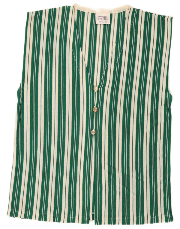 Camilla Womens Sleeveless Cardigan Sweater UK 16 Large Green Striped