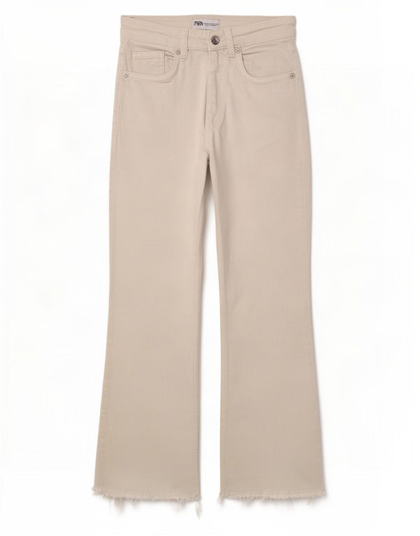 Zara Womens Crop Bootcut Jeans EU 34 2XS W24 L25 White