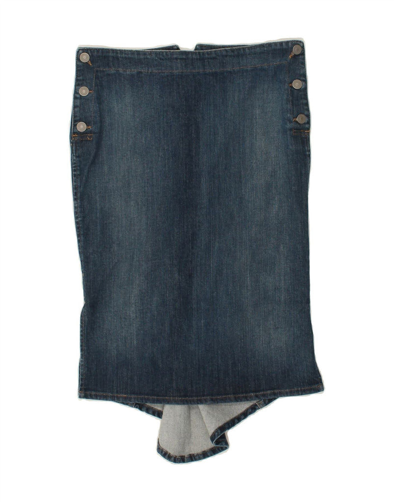 SISLEY Womens Asymmetric Denim Skirt IT 42 Medium W30  Blue Cotton | Vintage Sisley | Thrift | Second-Hand Sisley | Used Clothing | Messina Hembry 