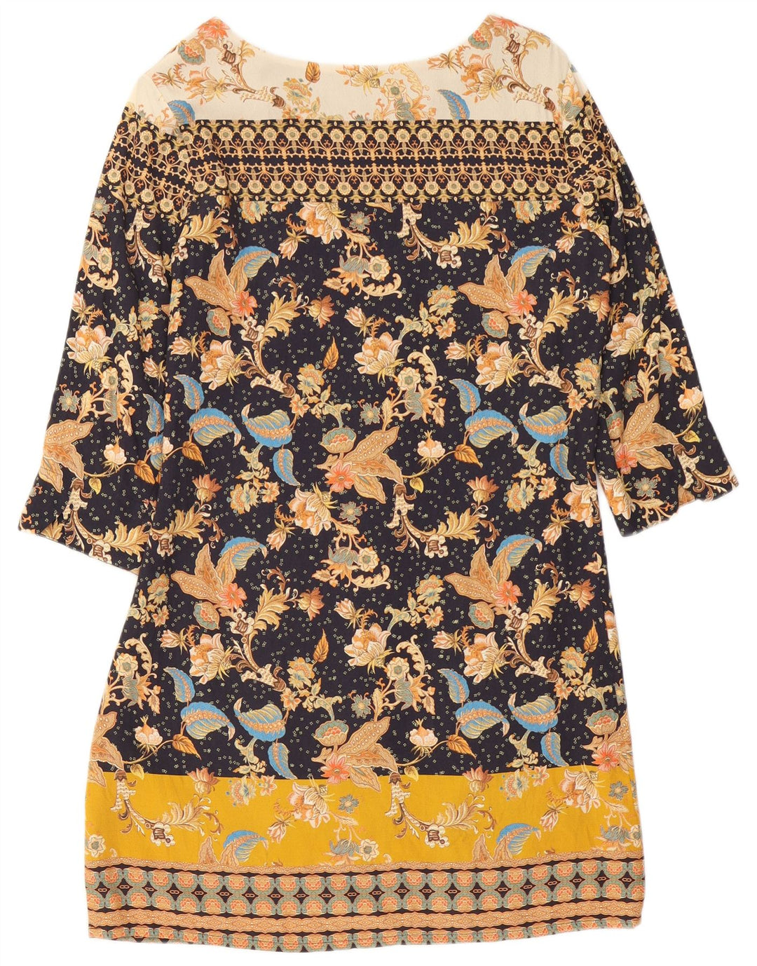 Desigual Womens 3/4 Sleeve Sheath Dress EU 38 Medium Multicoloured Floral