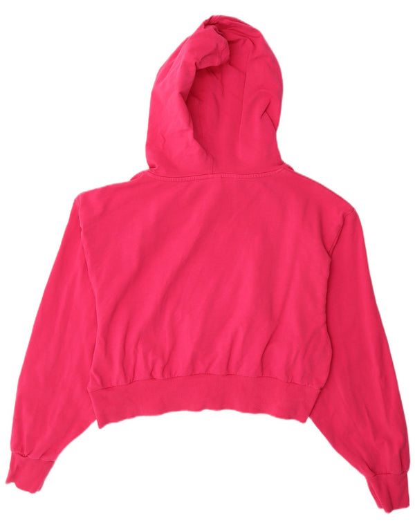 Ellesse Womens Heritage Crop Graphic Hoodie Jumper UK 16 Large Pink Cotton