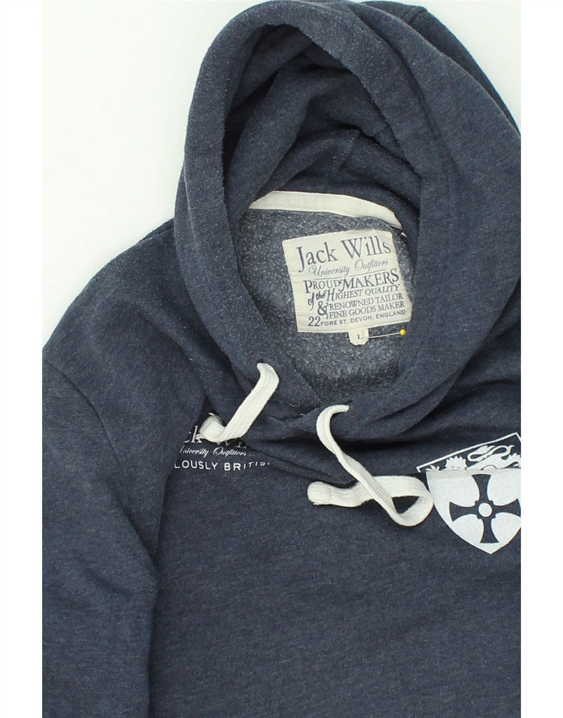 JACK WILLS Mens Graphic Hoodie Jumper Large Navy Blue Cotton | Vintage Jack Wills | Thrift | Second-Hand Jack Wills | Used Clothing | Messina Hembry 