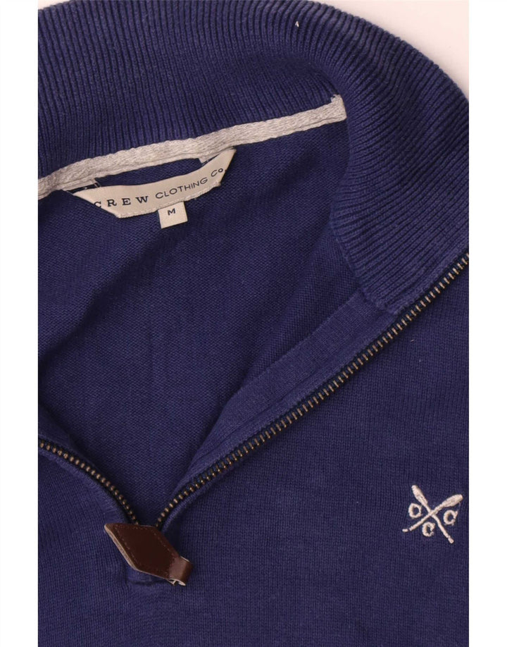 Crew Clothing Mens Zip Neck Jumper Sweater Medium Navy Blue Cotton