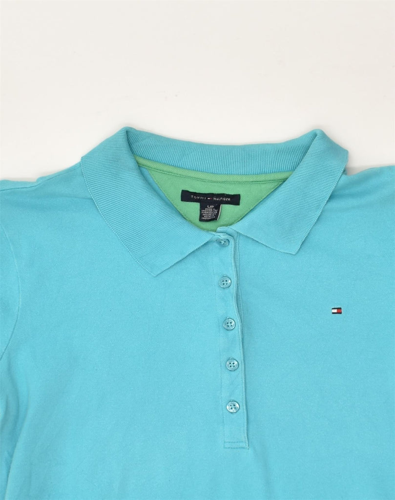 TOMMY HILFIGER Womens Polo Shirt UK 10 Small Blue Cotton | Vintage Tommy Hilfiger | Thrift | Second-Hand Tommy Hilfiger | Used Clothing | Messina Hembry 