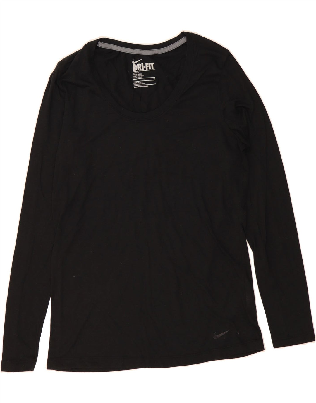 NIKE Womens Dri Fit Loose Fit Top Long Sleeve UK 10 Small Black Polyester Vintage Nike and Second-Hand Nike from Messina Hembry 