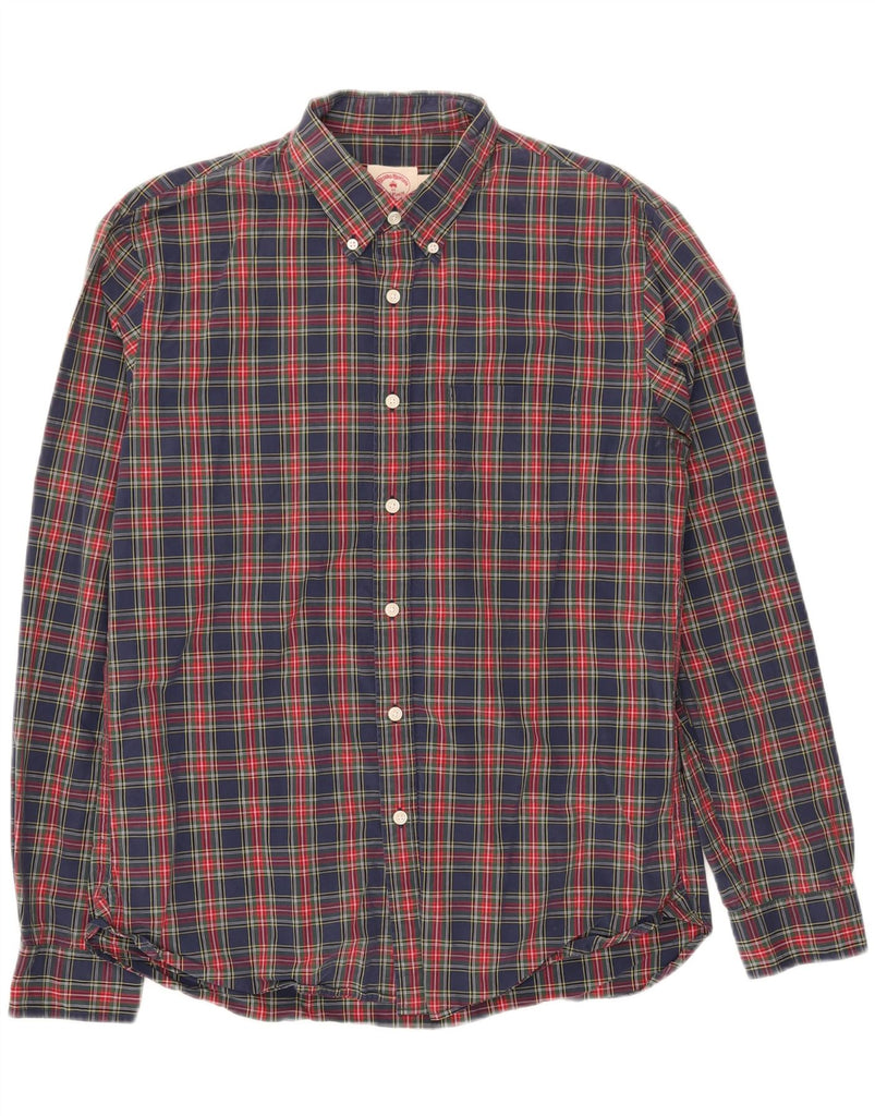 BROOKS BROTHERS Mens Shirt Large Navy Blue Check Cotton Vintage Brooks Brothers and Second-Hand Brooks Brothers from Messina Hembry 