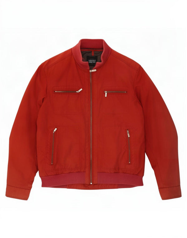 Massimo Dutti Mens Bomber Jacket UK 40 Large Red Nylon