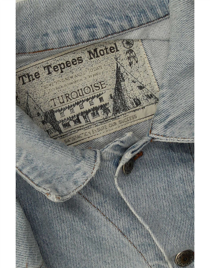 Vintage Mens Distressed Denim Jacket UK 40 Large Blue Cotton
