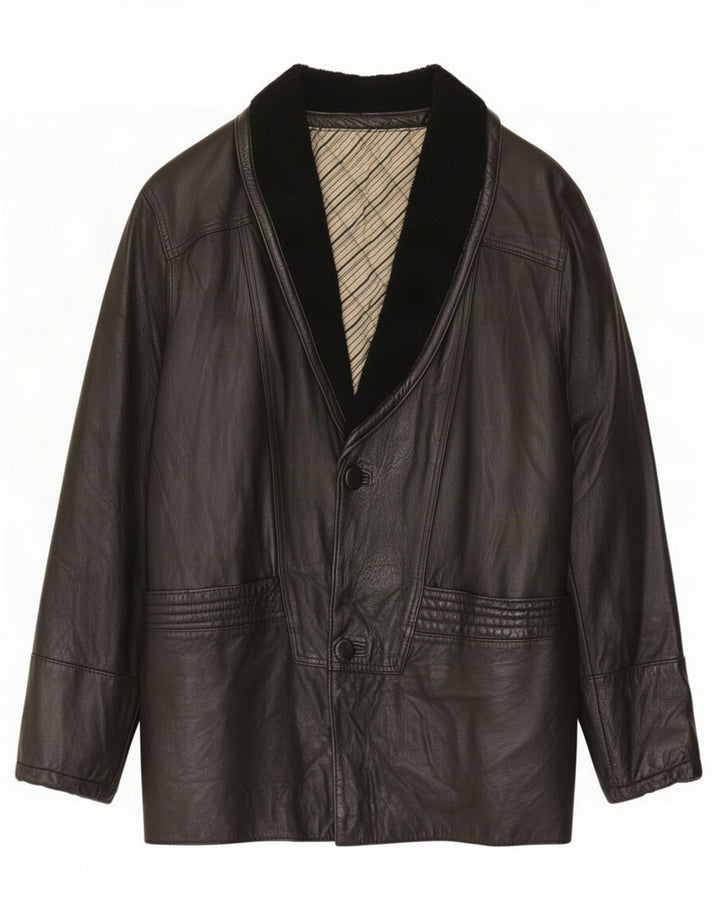 Vintage Mens Leather Jacket IT 48 Medium Black