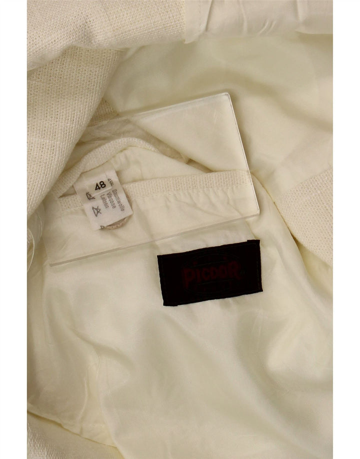 Picdor Mens 3 Button Blazer Jacket EU 48 Medium White Cotton