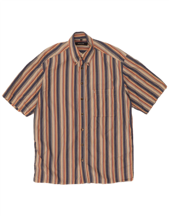 Pierre Cardin Mens Short Sleeve Shirt Size 39 Medium Multicoloured Striped