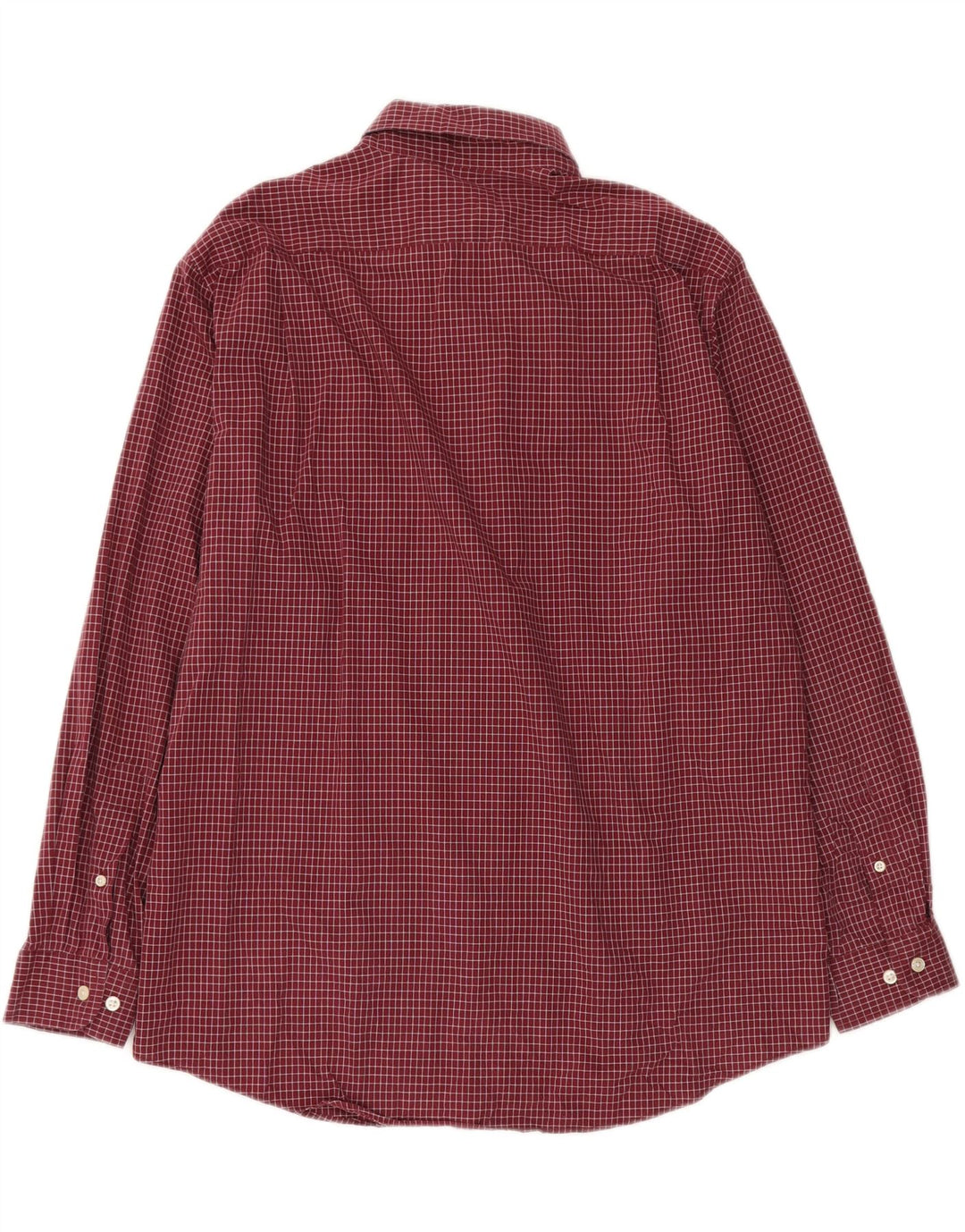 L.L.Bean Mens Traditional Fit Shirt Medium Burgundy Check Cotton