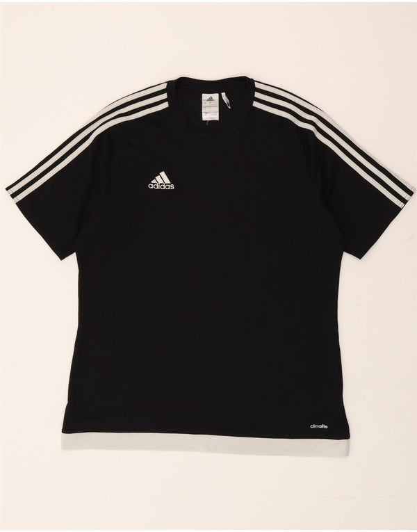 ADIDAS Mens Climalite T-Shirt Top Large Black Colourblock Polyester
