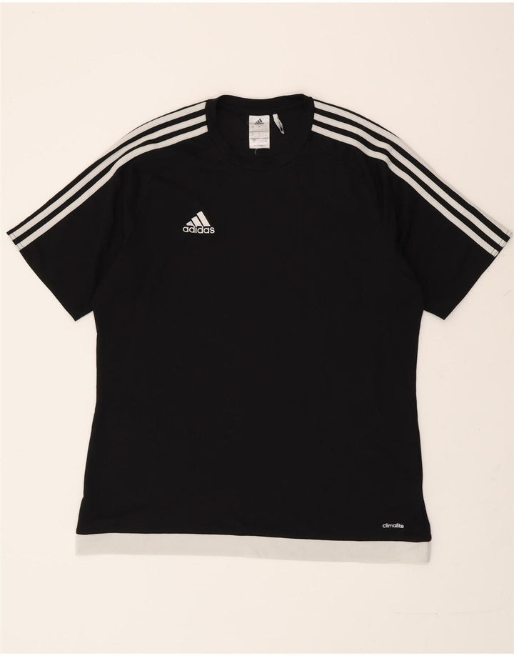 ADIDAS Mens Climalite T-Shirt Top Large Black Colourblock Polyester