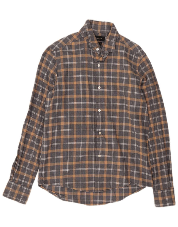 Massimo Dutti Mens Flannel Shirt Small Grey Check