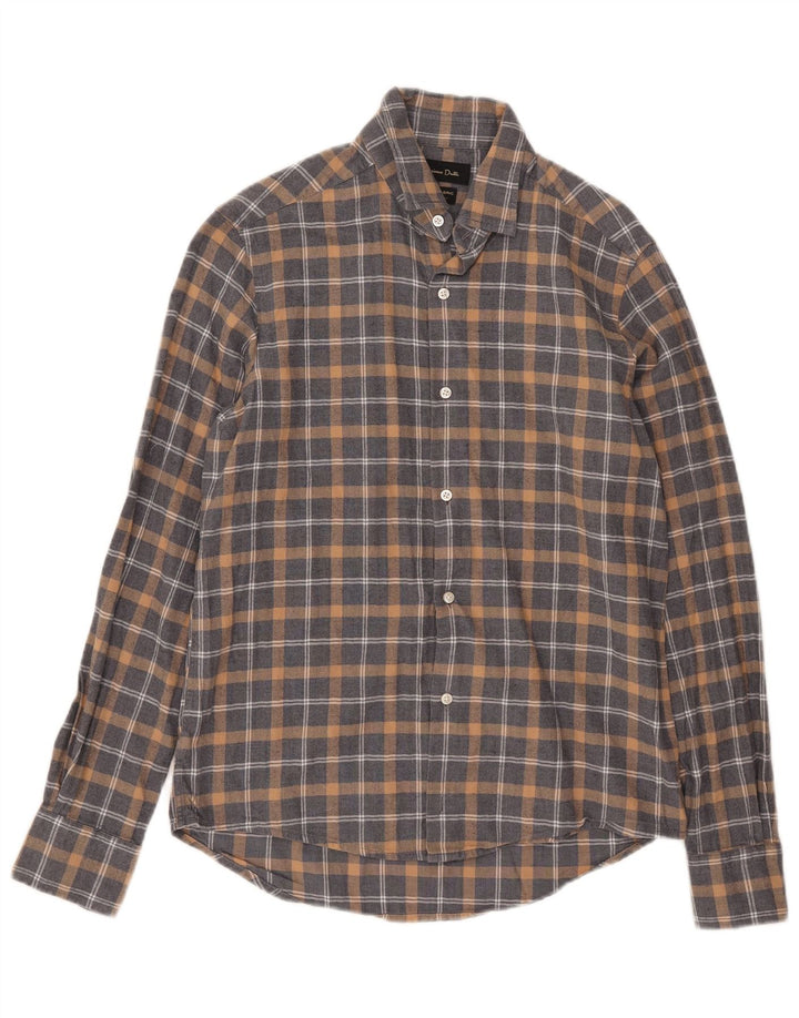Massimo Dutti Mens Flannel Shirt Small Grey Check