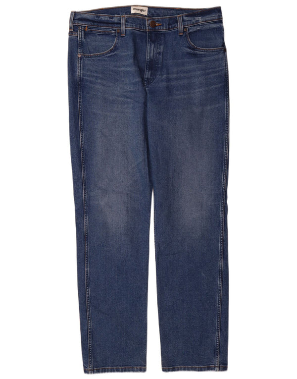 Wrangler Mens Greensboro Straight Jeans W35 L34 Blue Cotton
