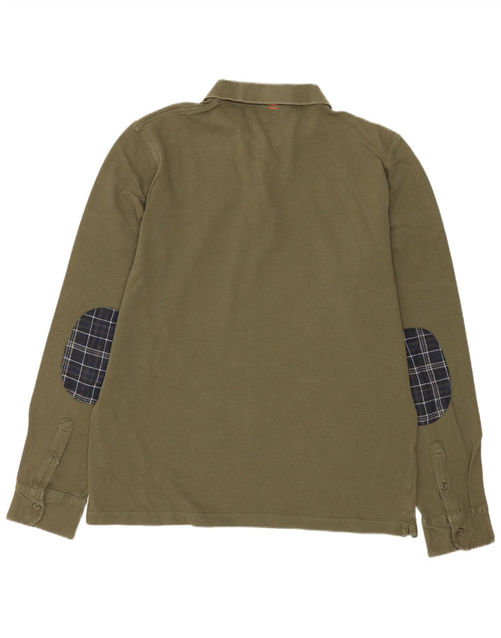 Sun68 Mens Long Sleeve Polo Shirt Large Khaki Cotton