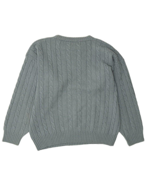 FILA Mens Loose Fit Crew Neck Jumper Sweater IT 50 Medium Blue Wool