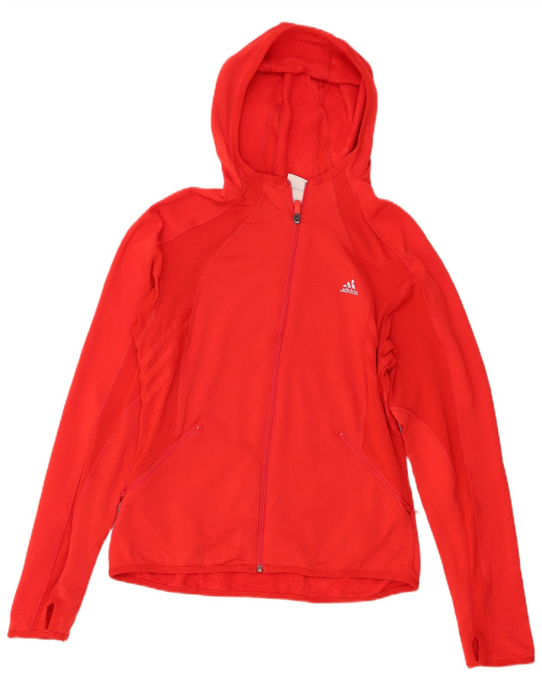 Adidas Womens Zip Hoodie Sweater UK 14 Large Red Polyester