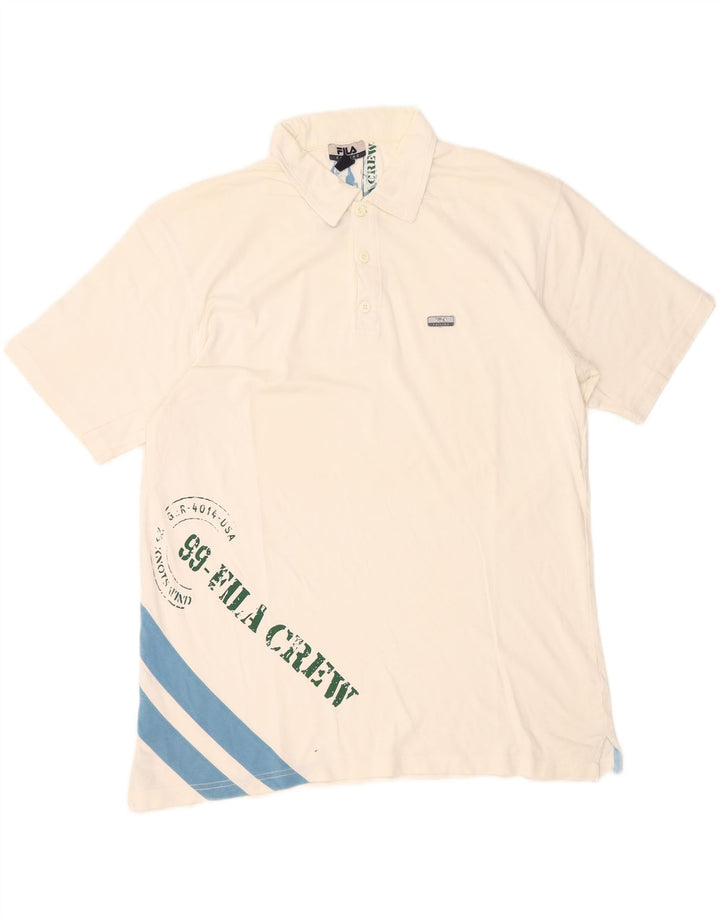 Fila Mens Graphic Polo Shirt Large White Colourblock Cotton
