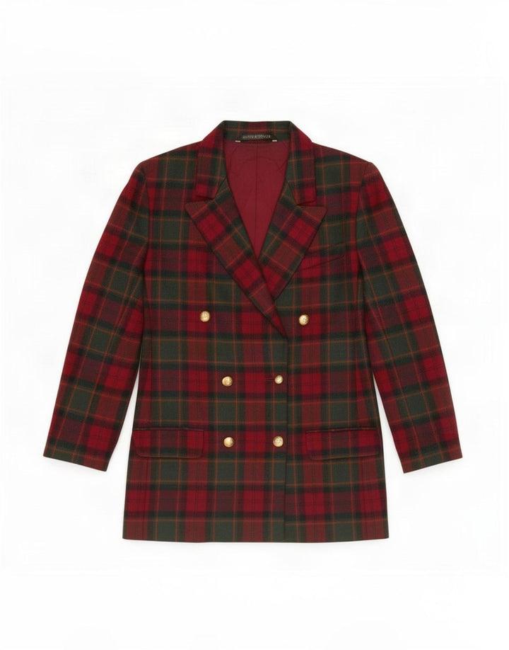 Marks & Spencer Womens St. Michael Blazer Jacket UK 12 Medium Red Plaid