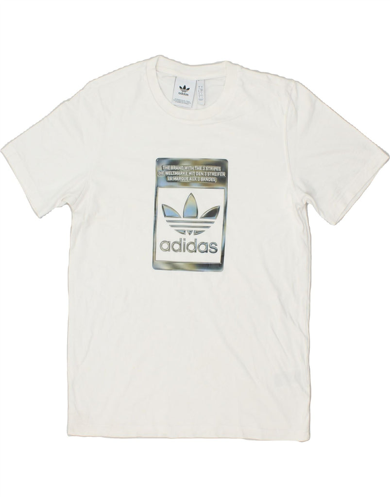 ADIDAS Mens Graphic T-Shirt Top Small White Cotton | Vintage Adidas | Thrift | Second-Hand Adidas | Used Clothing | Messina Hembry 