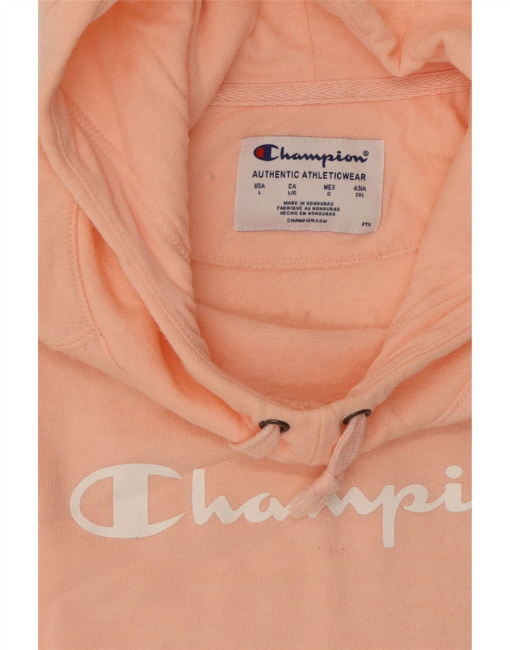 CHAMPION Womens Graphic Hoodie Jumper UK 16 Large Pink Polyester Vintage Champion and Second-Hand Champion from Messina Hembry 