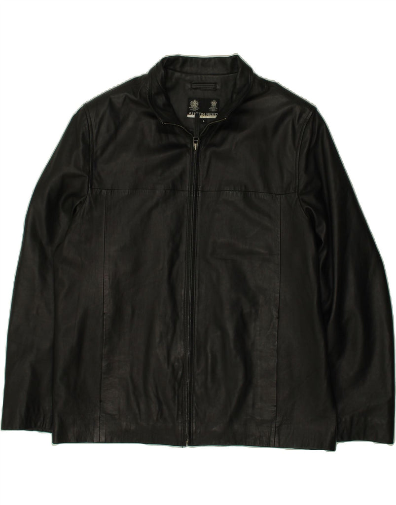 AUSTIN REED Mens Leather Jacket UK 40 Large Black Leather Vintage Austin Reed and Second-Hand Austin Reed from Messina Hembry 