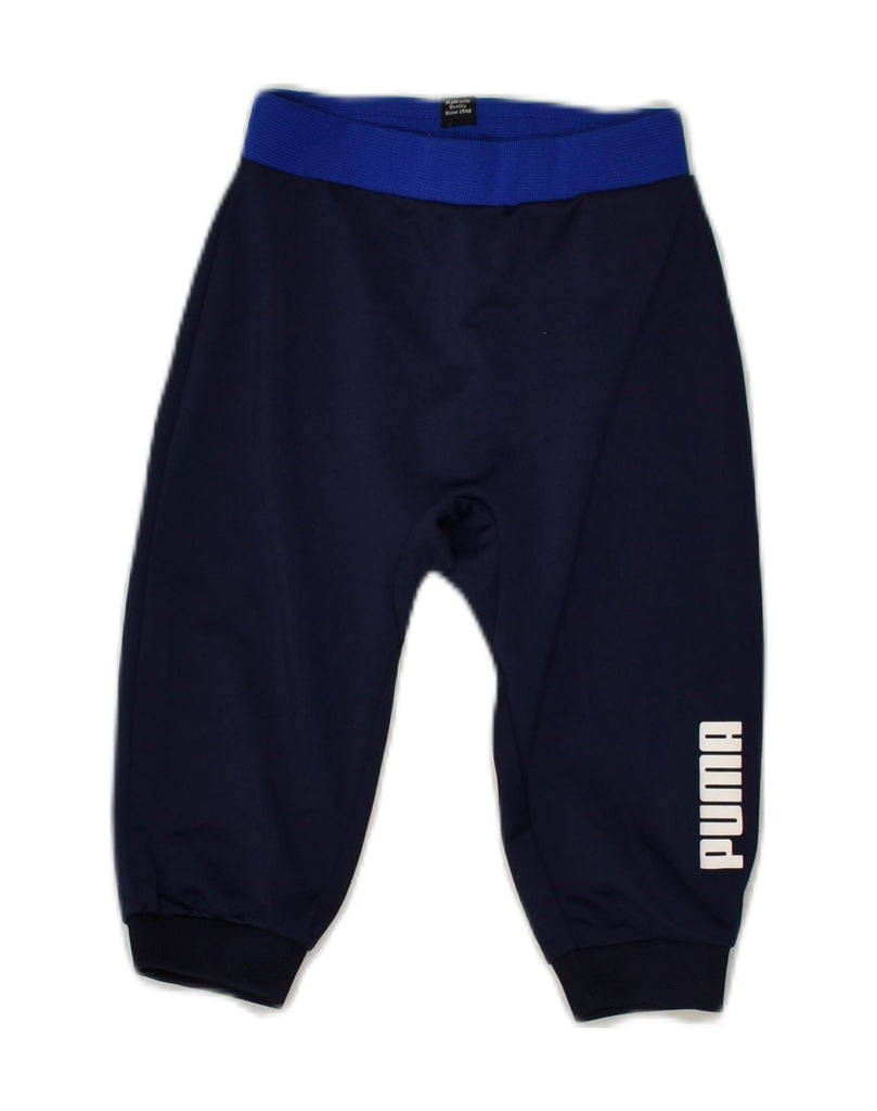 PUMA Baby Boys Graphic Tracksuit Trousers 9-12 Months Navy Blue Polyester | Vintage Puma | Thrift | Second-Hand Puma | Used Clothing | Messina Hembry 