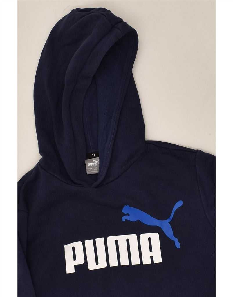 PUMA Boys Graphic Hoodie Jumper 11-12 Years Navy Blue Cotton | Vintage Puma | Thrift | Second-Hand Puma | Used Clothing | Messina Hembry 