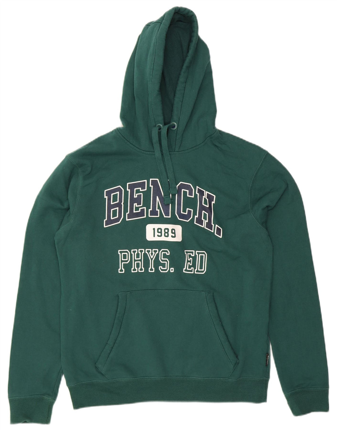 BENCH Mens Graphic Hoodie Jumper EU 52 Large Green Cotton