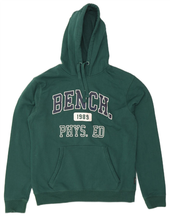 BENCH Mens Graphic Hoodie Jumper EU 52 Large Green Cotton