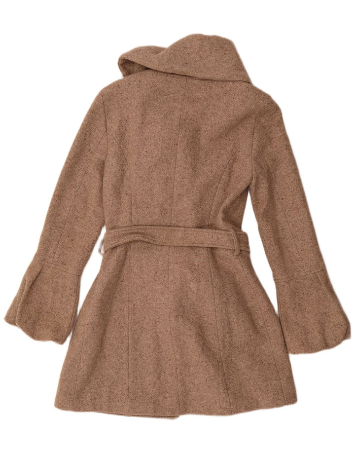 Zara Womens Double Breasted Coat UK 12 Medium Beige Flecked