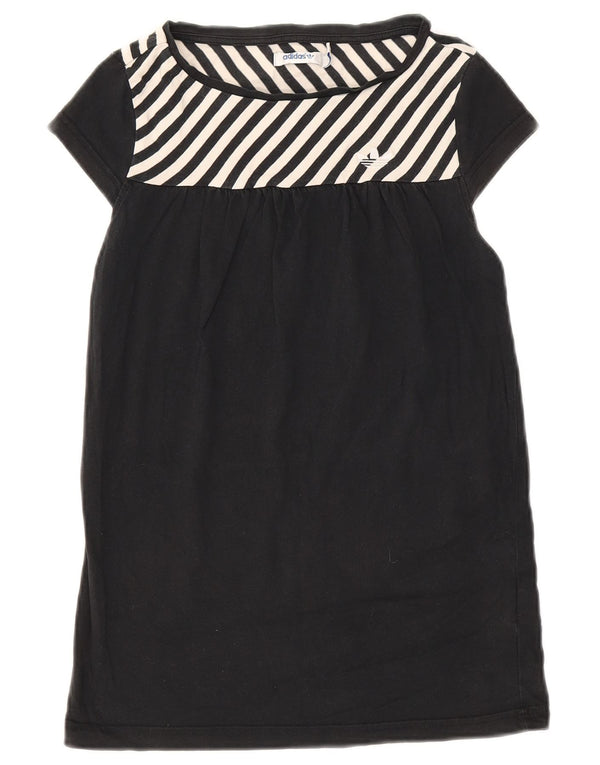 Adidas Womens Graphic T-Shirt Dress IT 40 Small Black Striped Cotton
