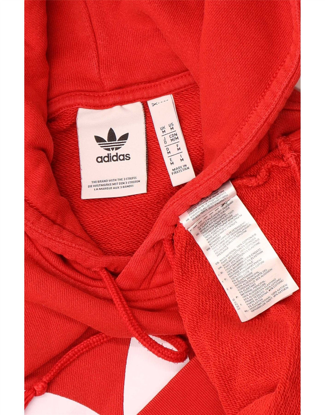 Adidas Mens Graphic Hoodie Jumper Medium Red Cotton