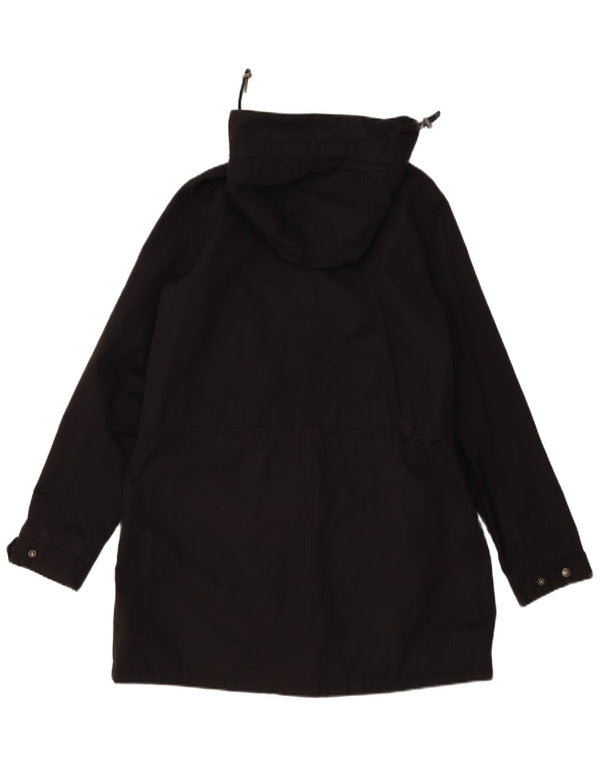 Fat Face Womens Hooded Parka Jacket UK 12 Medium Black Cotton