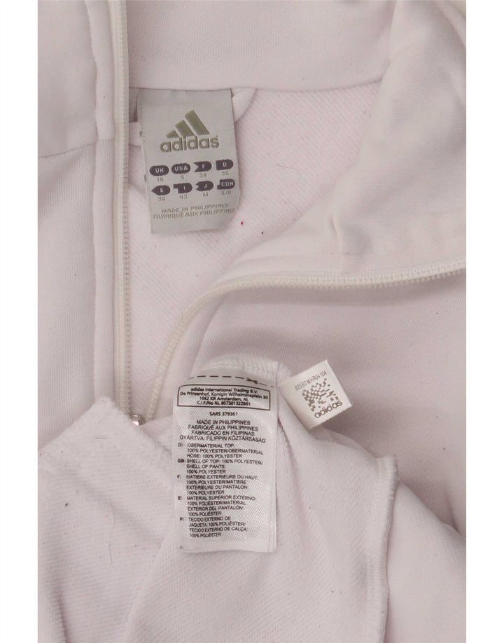 Adidas Womens Tracksuit Top Jacket UK 10 Small White Polyester