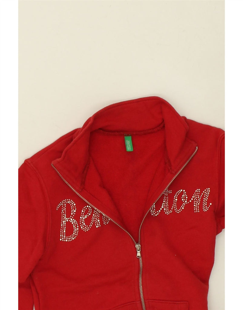 BENETTON Girls Graphic Tracksuit Top Jacket 8-9 Years Large  Red Cotton | Vintage Benetton | Thrift | Second-Hand Benetton | Used Clothing | Messina Hembry 